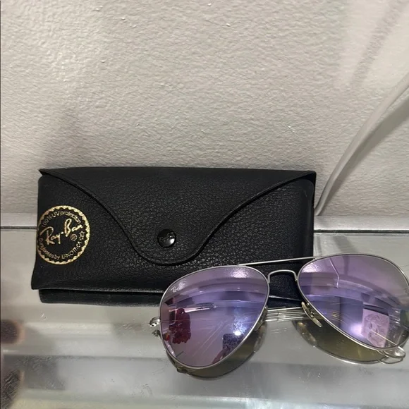Ray-Ban Aviator Sunglasses with Purple and Silver Accents Ray-Ban | Accessories | Rayban 326 Purple Aviator Sunglasses  main image 4